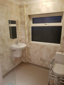 image of open wetroom with easy wheelchair access